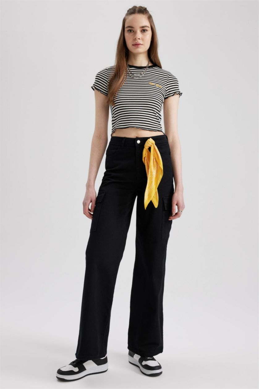 FEMME Noir Coool Pantalon en gabardine