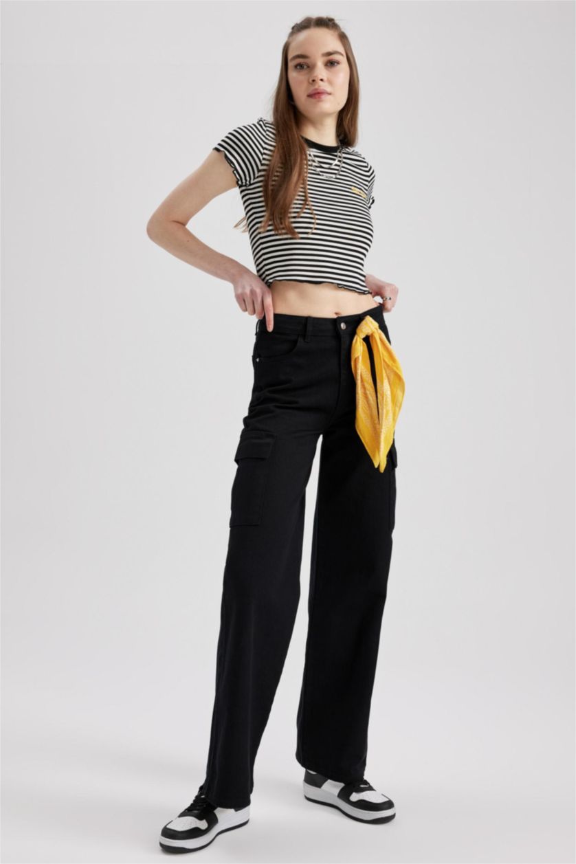 FEMME Noir Coool Pantalon en gabardine