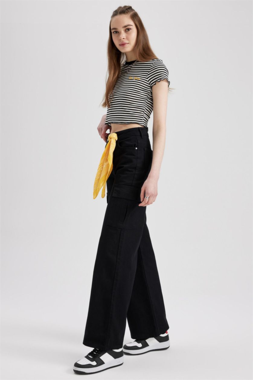 FEMME Noir Coool Pantalon en gabardine