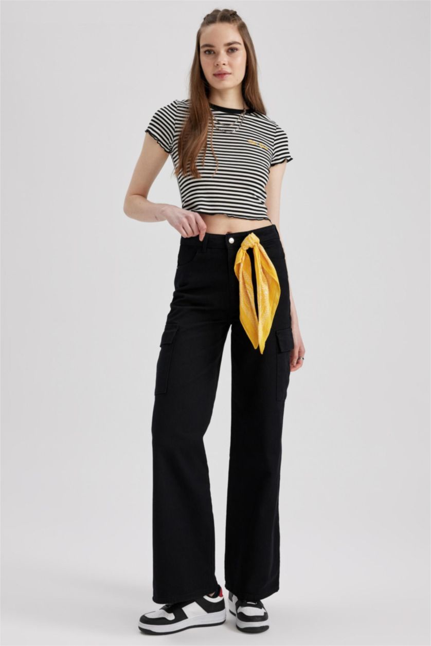 FEMME Noir Coool Pantalon en gabardine