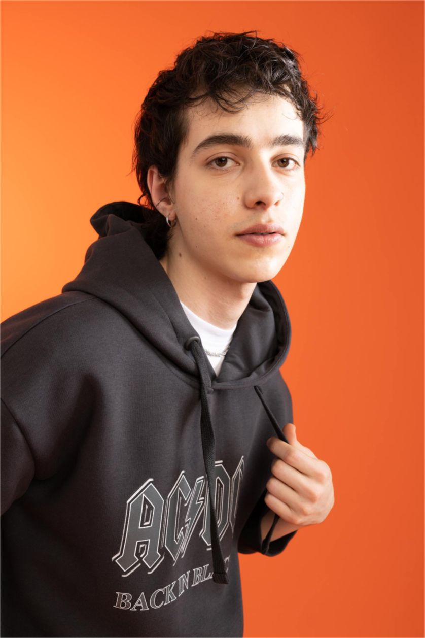 Man Anthracite AC/DC Licensed Regular Fit Hoodie Sweatshirt