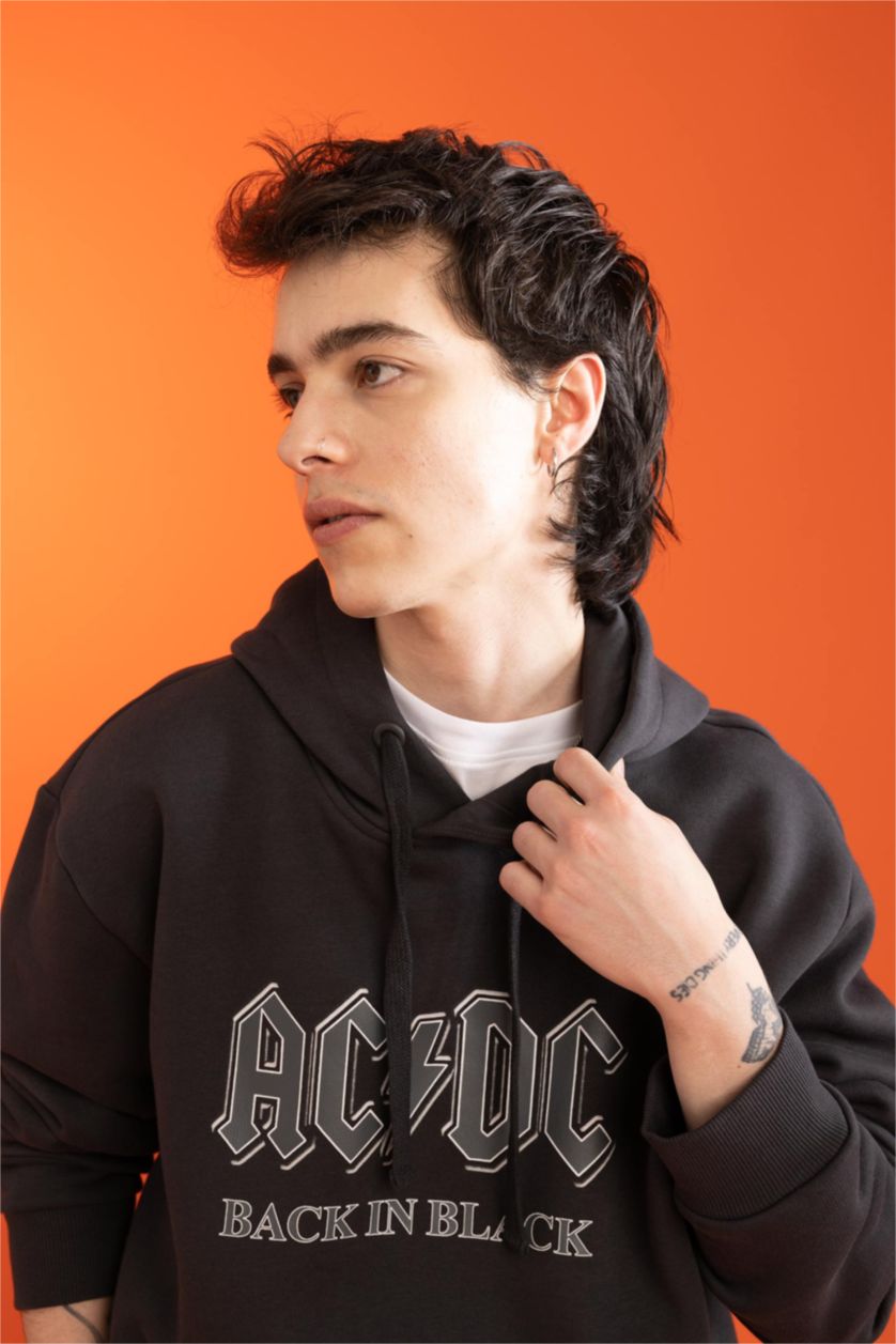 Man Anthracite AC/DC Licensed Regular Fit Hoodie Sweatshirt