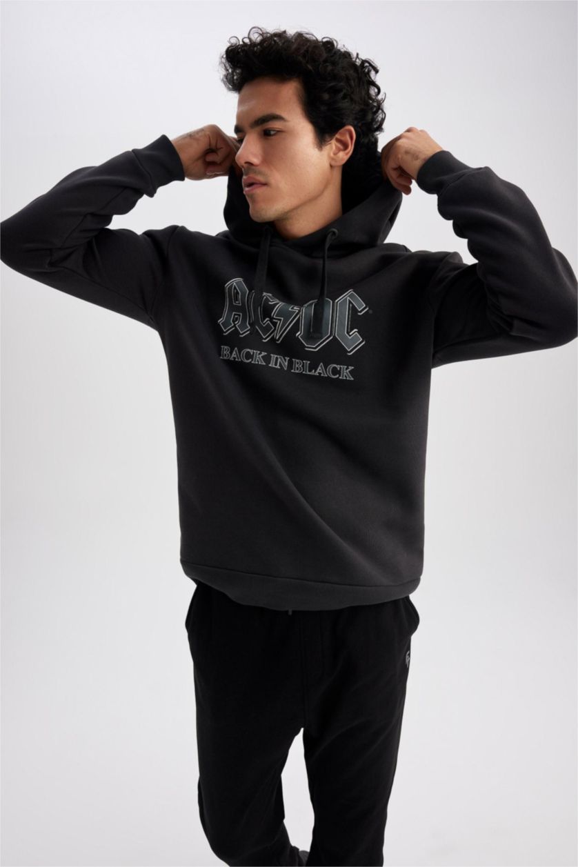Man Anthracite AC/DC Licensed Regular Fit Hoodie Sweatshirt