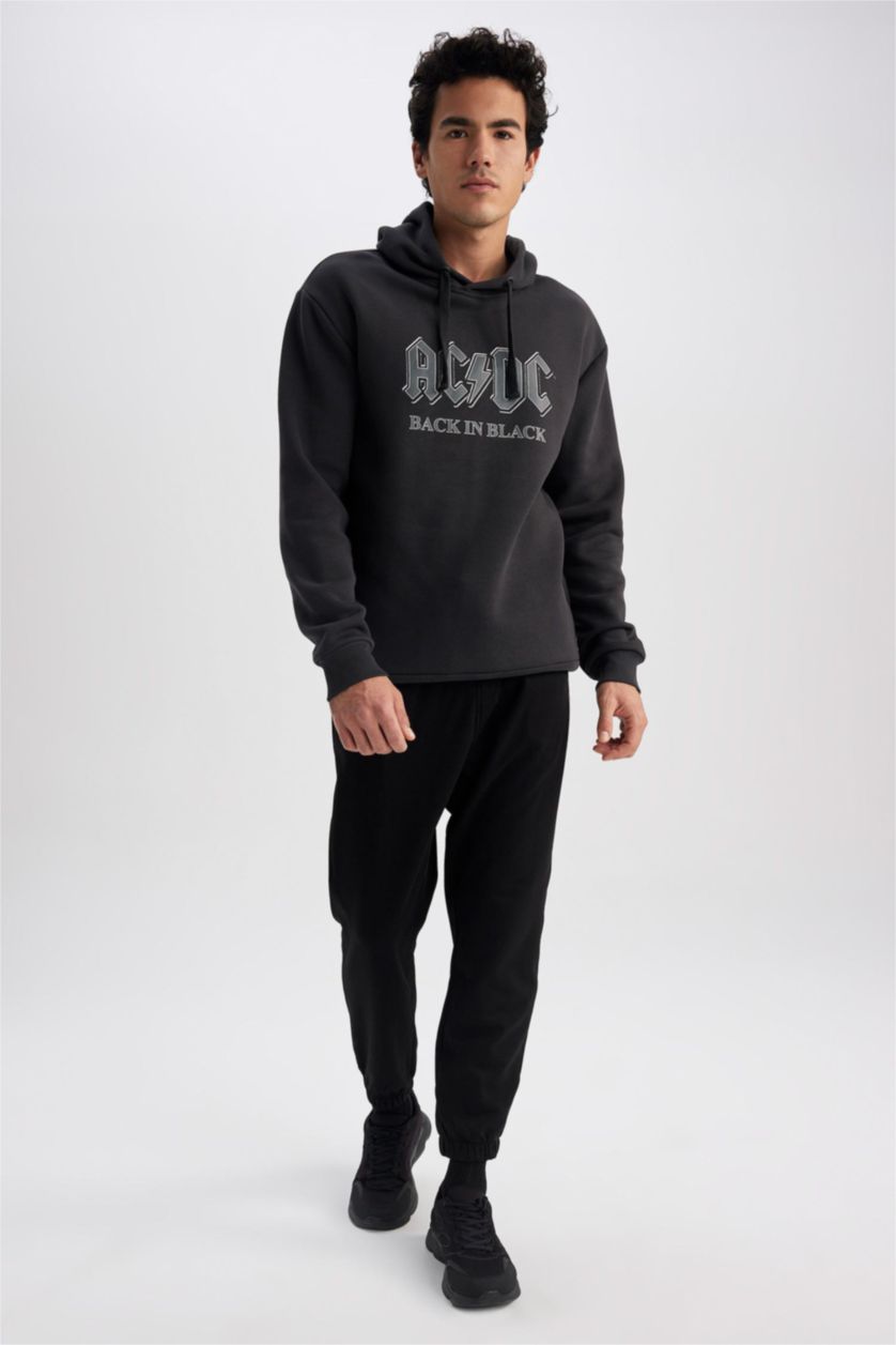 Man Anthracite AC/DC Licensed Regular Fit Hoodie Sweatshirt