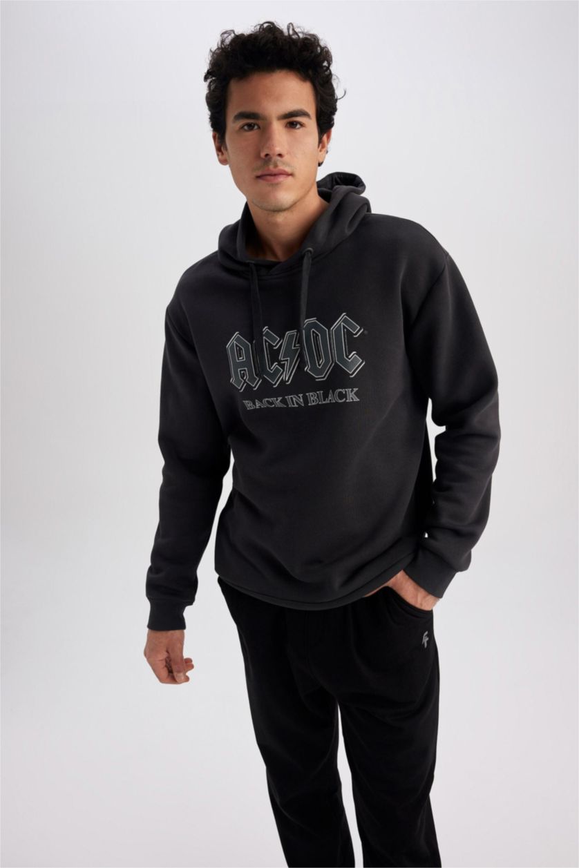 Man Anthracite AC/DC Licensed Regular Fit Hoodie Sweatshirt
