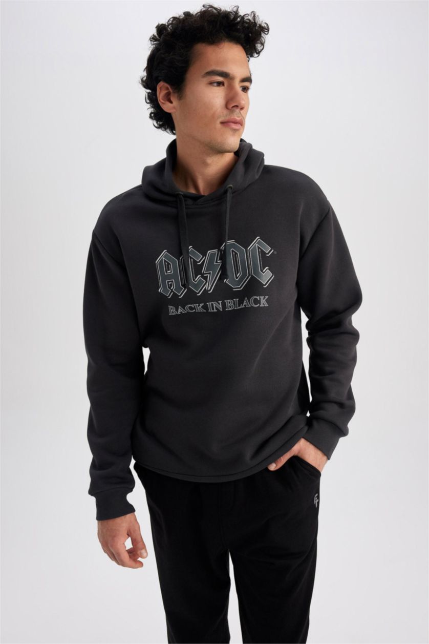 Man Anthracite AC/DC Licensed Regular Fit Hoodie Sweatshirt