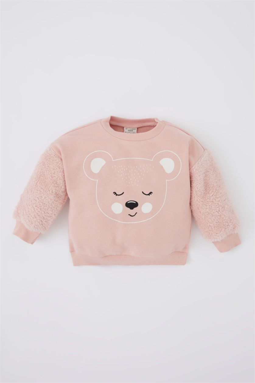 BABY GIRL Pink Regular Fit Animal Crew Neck Sweatshirt