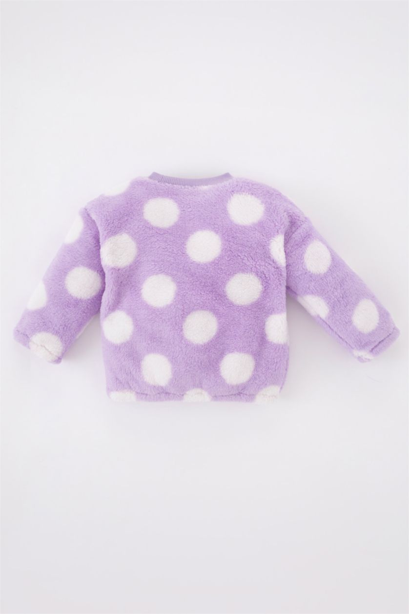 Baby Girl Light Lilac Regular Fit Polka Dot Crew Neck Sweatshirt