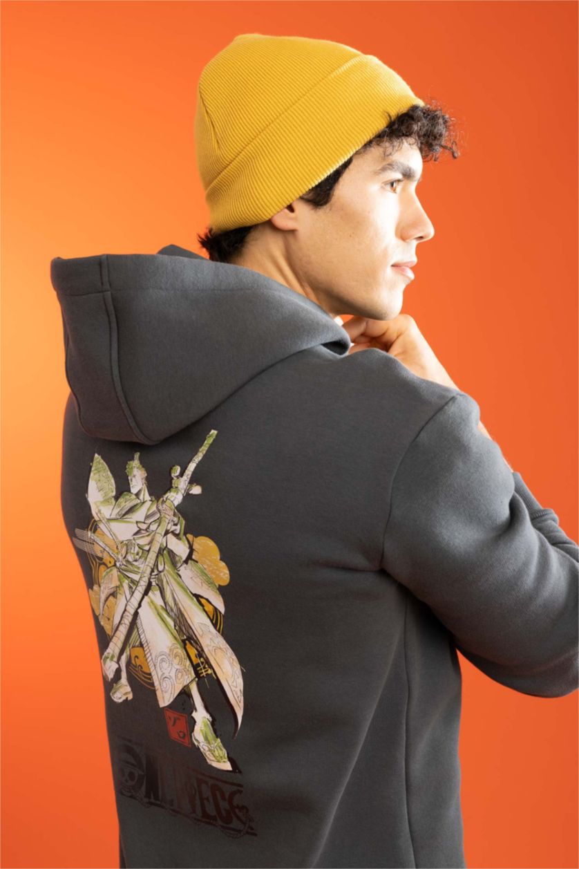 رجال أخضر غامق سويت شيرت قصة عادية بغطاء للرأس من ون بيس