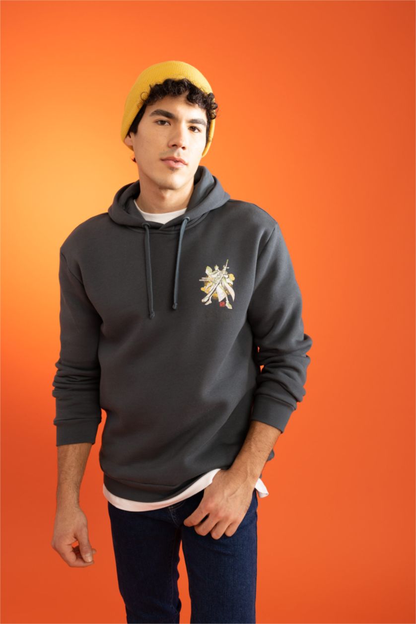 رجال أخضر غامق سويت شيرت قصة عادية بغطاء للرأس من ون بيس