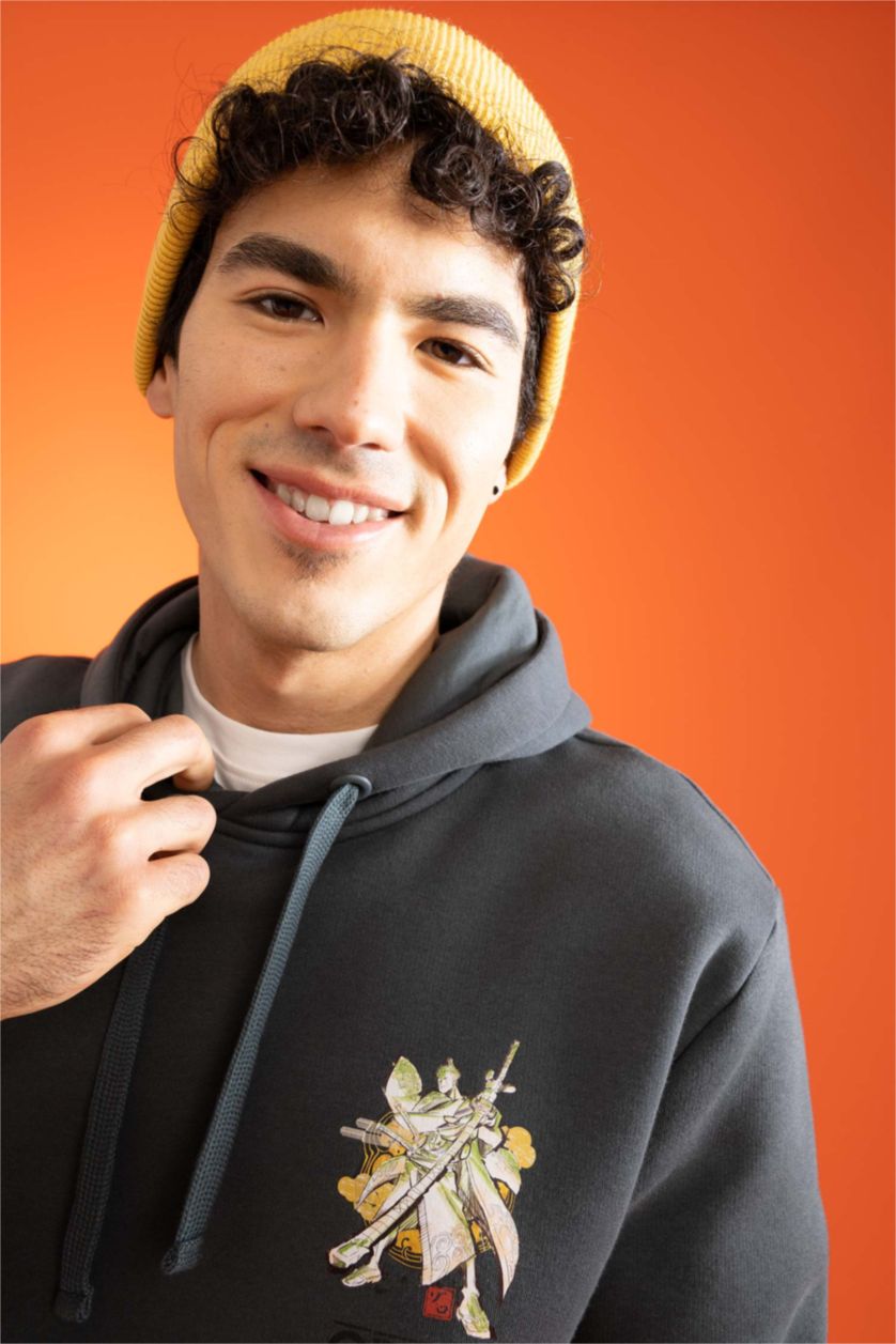 رجال أخضر غامق سويت شيرت قصة عادية بغطاء للرأس من ون بيس