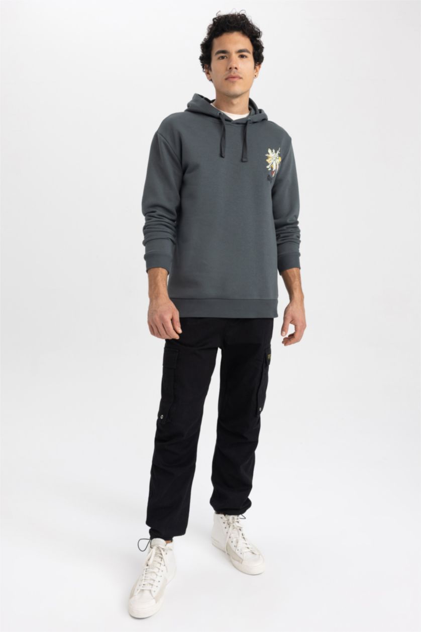 رجال أخضر غامق سويت شيرت قصة عادية بغطاء للرأس من ون بيس