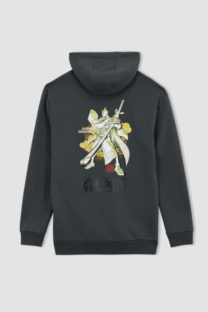 رجال أخضر غامق سويت شيرت قصة عادية بغطاء للرأس من ون بيس