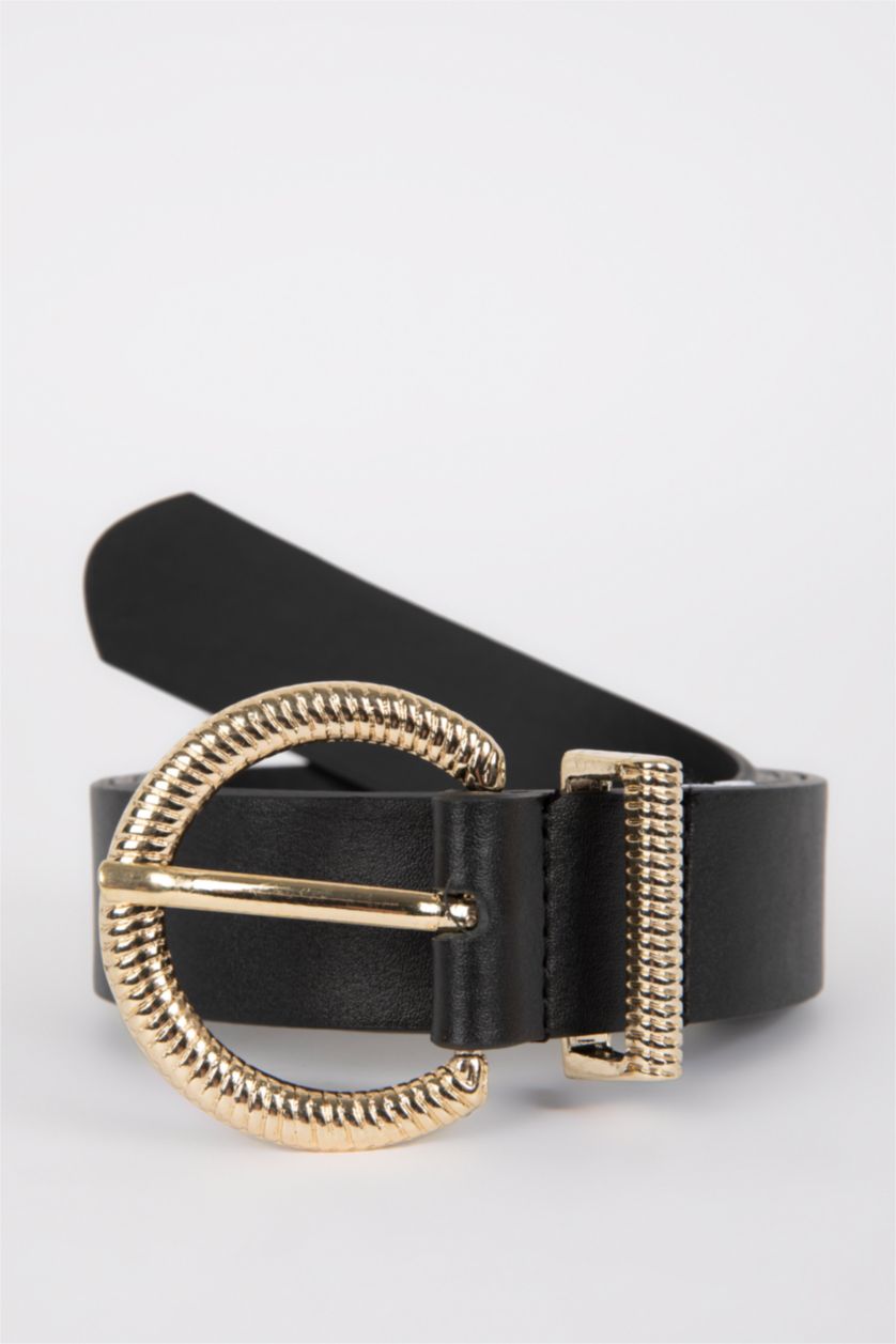WOMAN Black Women Oval Buckle Classic Belt