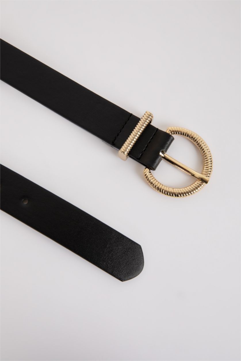WOMAN Black Women Oval Buckle Classic Belt