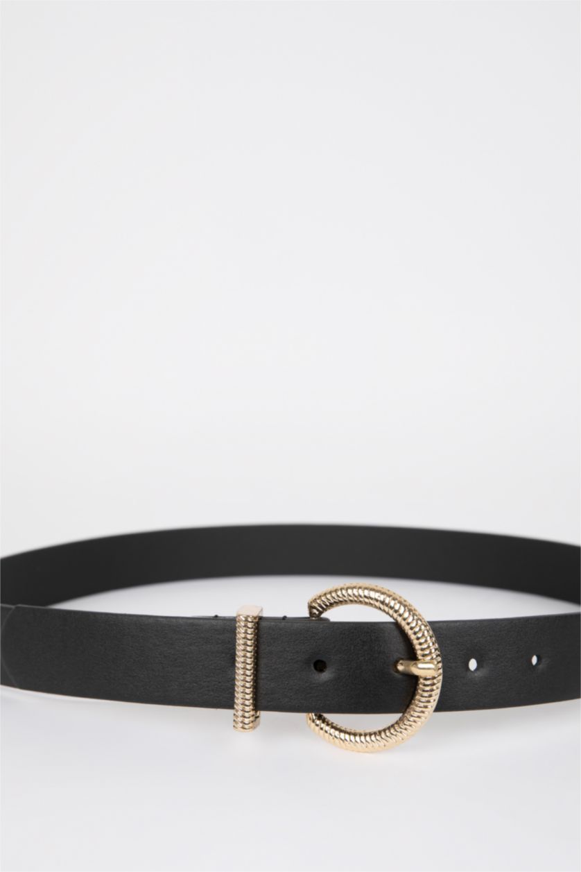 WOMAN Black Women Oval Buckle Classic Belt
