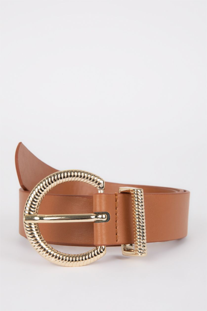 FEMME Marron Clair Ceinture Fermoir ovale
