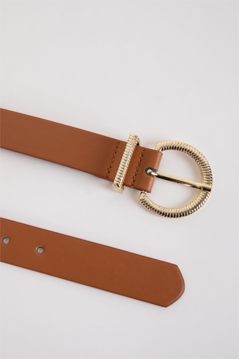 FEMME Marron Clair Ceinture Fermoir ovale