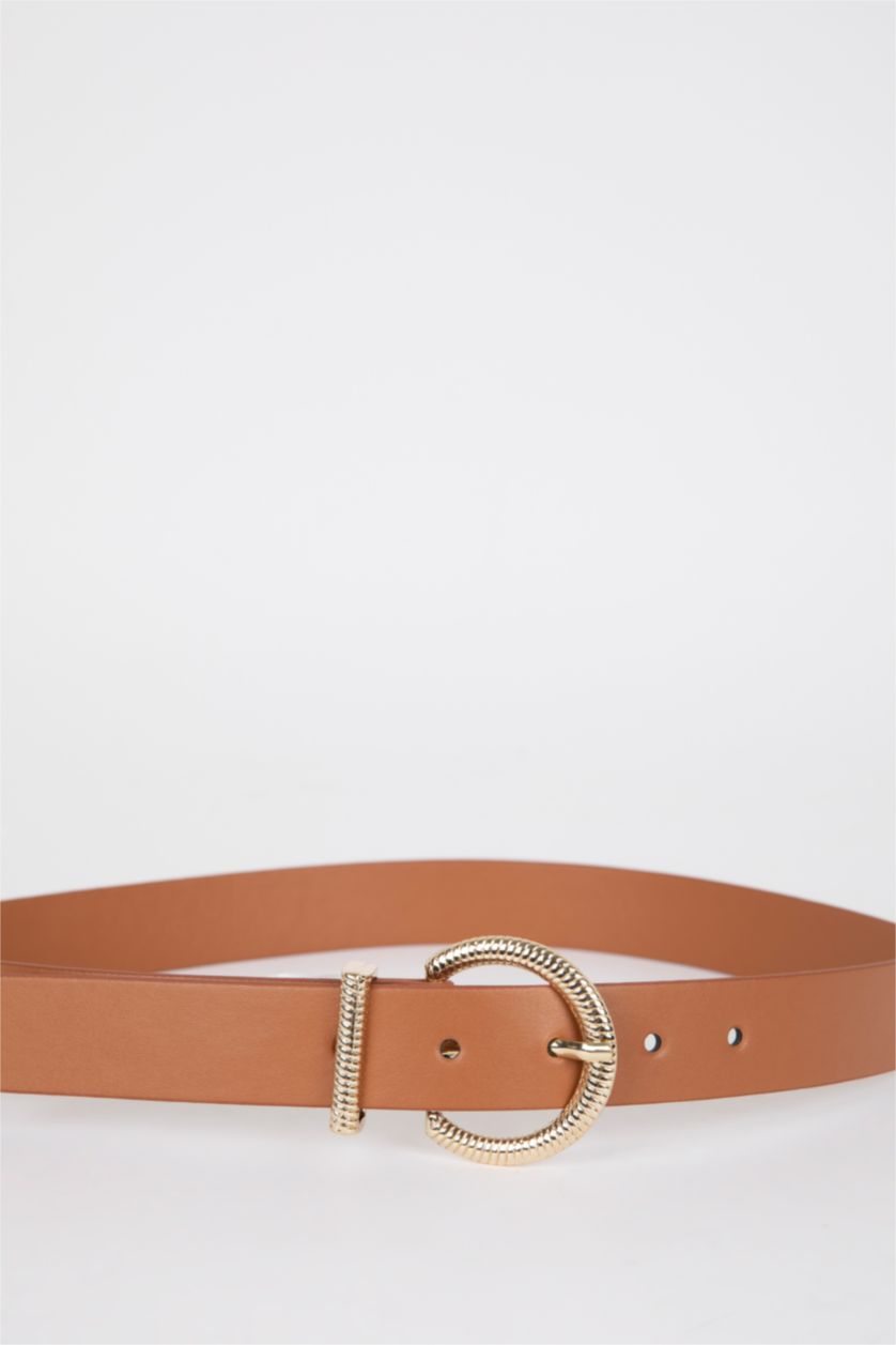 FEMME Marron Clair Ceinture Fermoir ovale