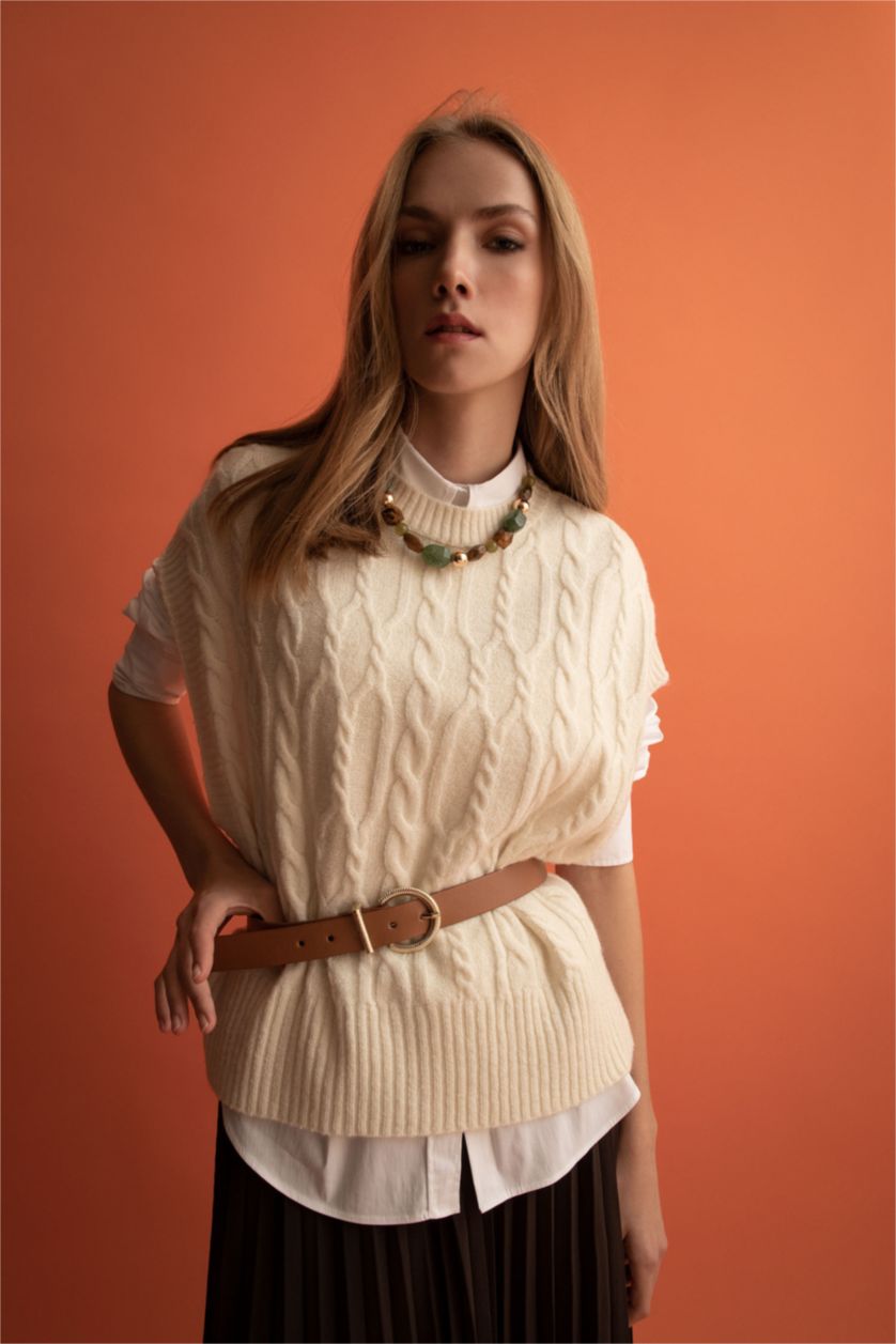 FEMME Marron Clair Ceinture Fermoir ovale