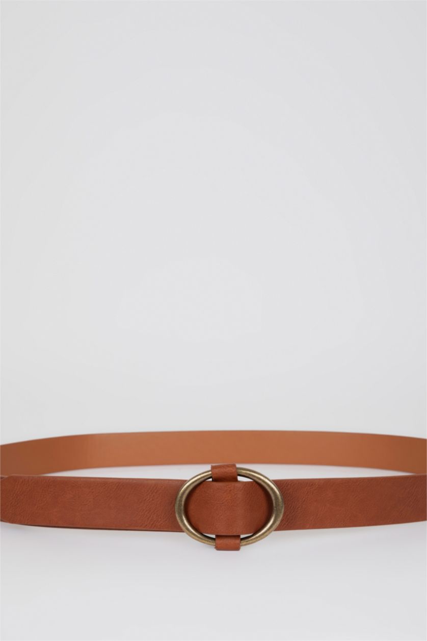 WOMAN Dark Brown Women Oval Buckle Jean Belt