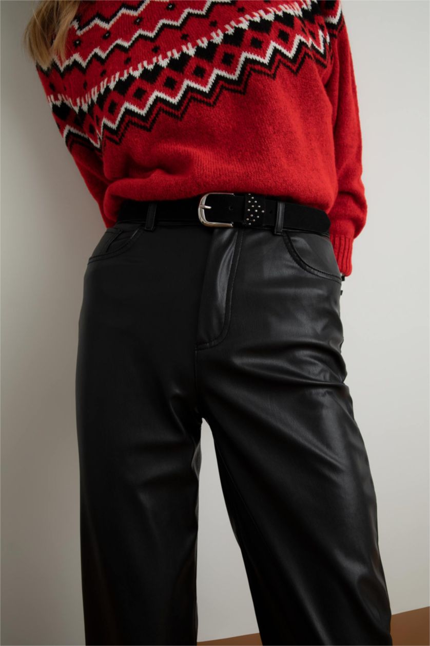 Kadın Siyah Kadın Oval Toka Süet Jean Kemeri