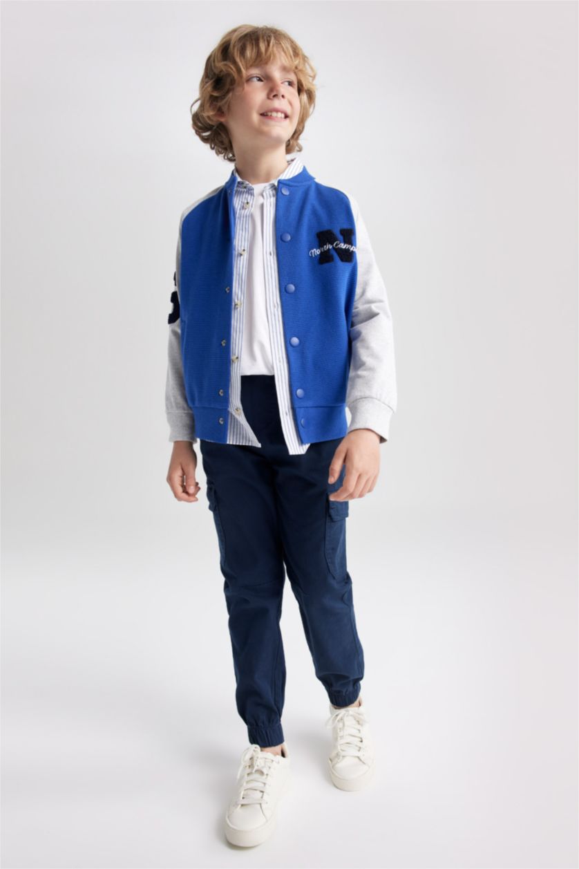 GARÇONS Bleu Cardigan Tissu Sweat Fin Col rond