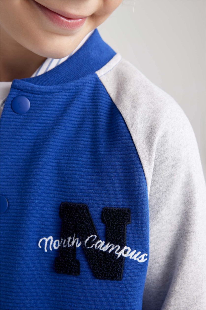 GARÇONS Bleu Cardigan Tissu Sweat Fin Col rond