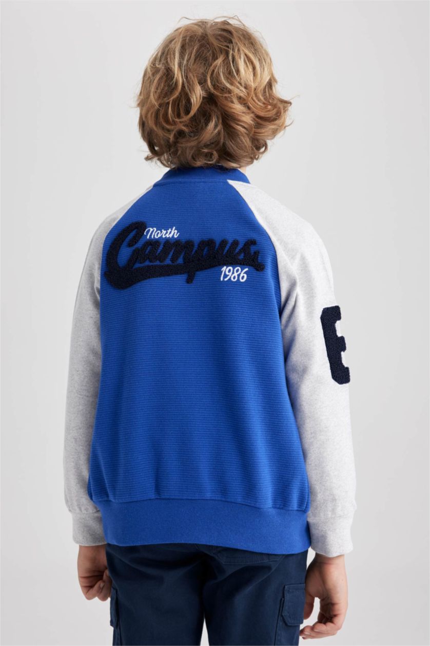 GARÇONS Bleu Cardigan Tissu Sweat Fin Col rond