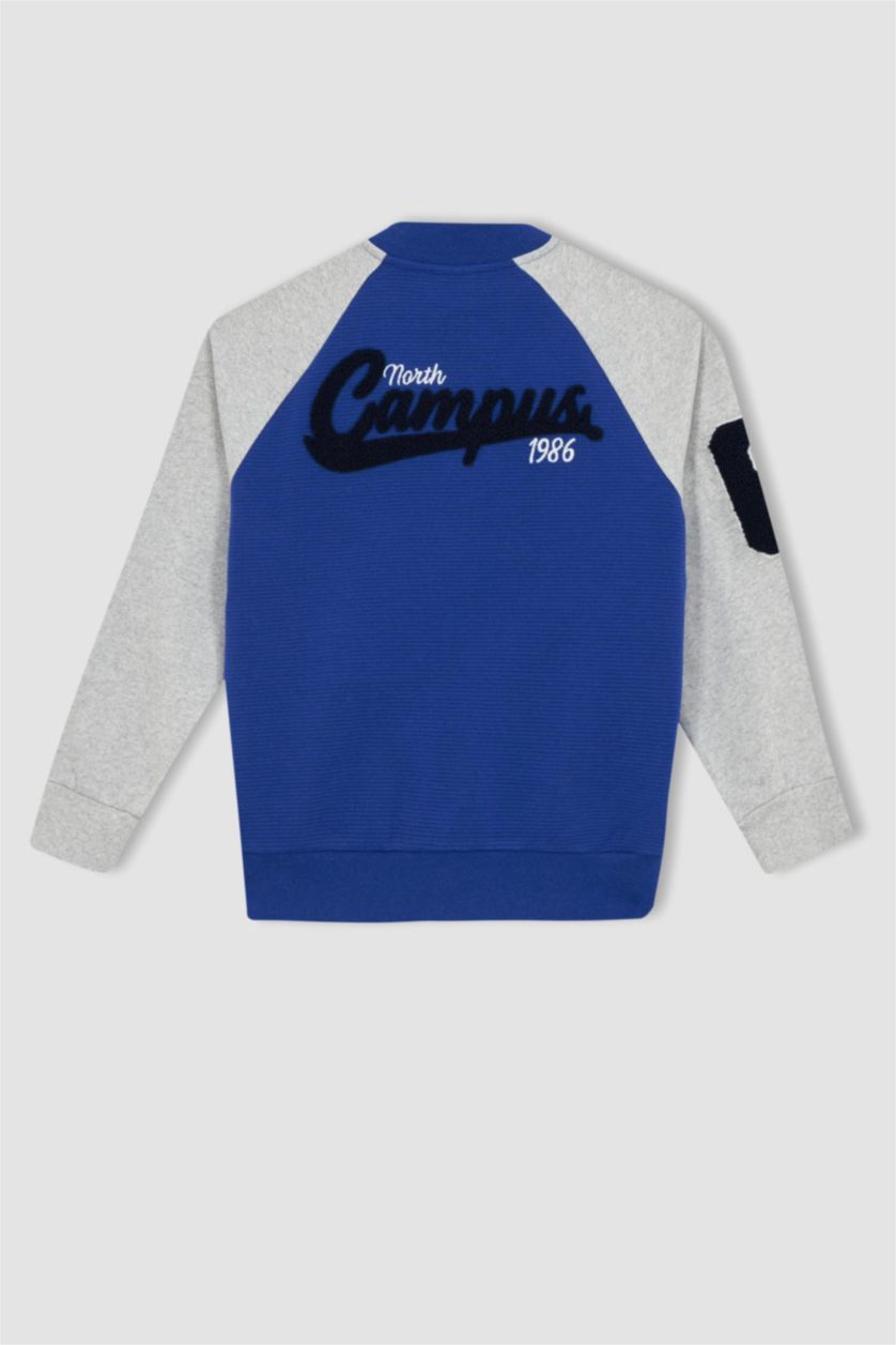 GARÇONS Bleu Cardigan Tissu Sweat Fin Col rond