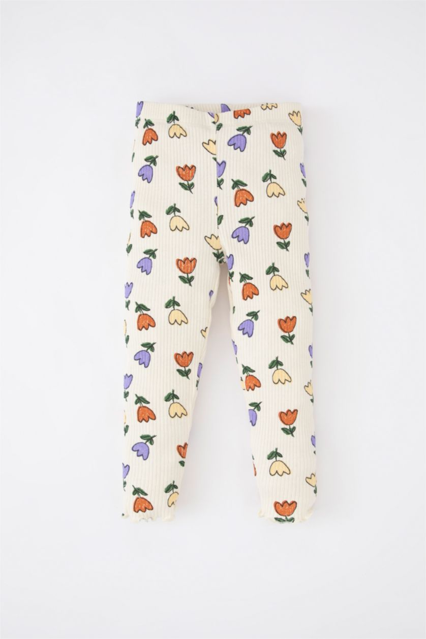 Baby Girl Stone Baby Girl Regular Fit Flower Leggings