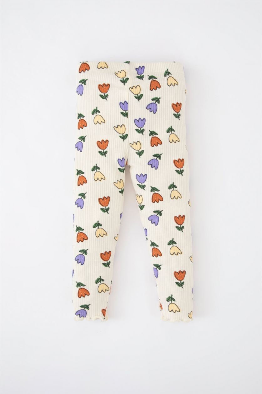 Baby Girl Stone Baby Girl Regular Fit Flower Leggings