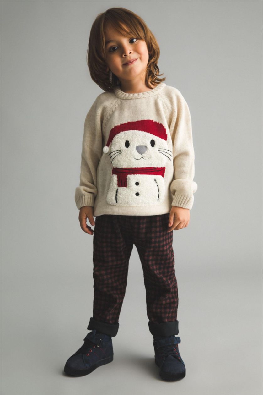 Малыши мальчики Бордовый Брюки стандартного кроя с эластичным поясом в клетку для малышей мальчиков