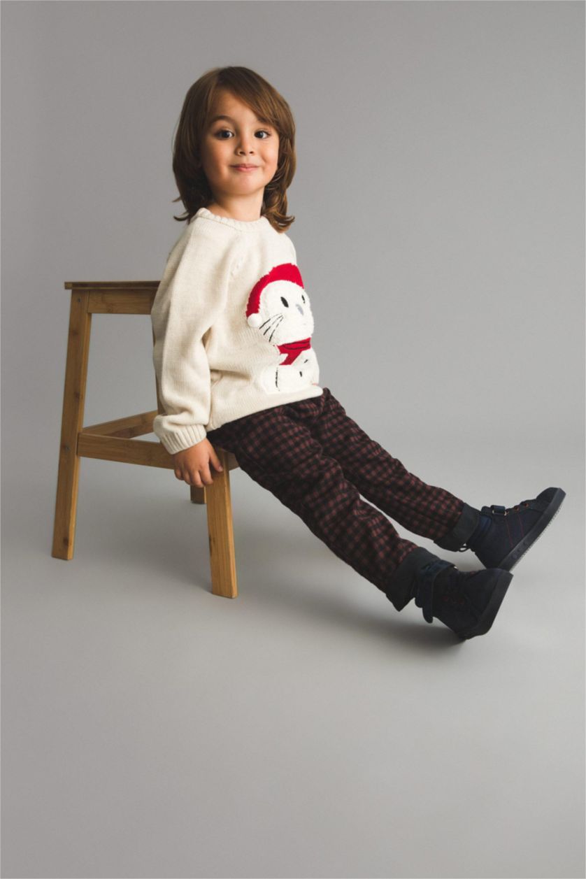 Малыши мальчики Бордовый Брюки стандартного кроя с эластичным поясом в клетку для малышей мальчиков