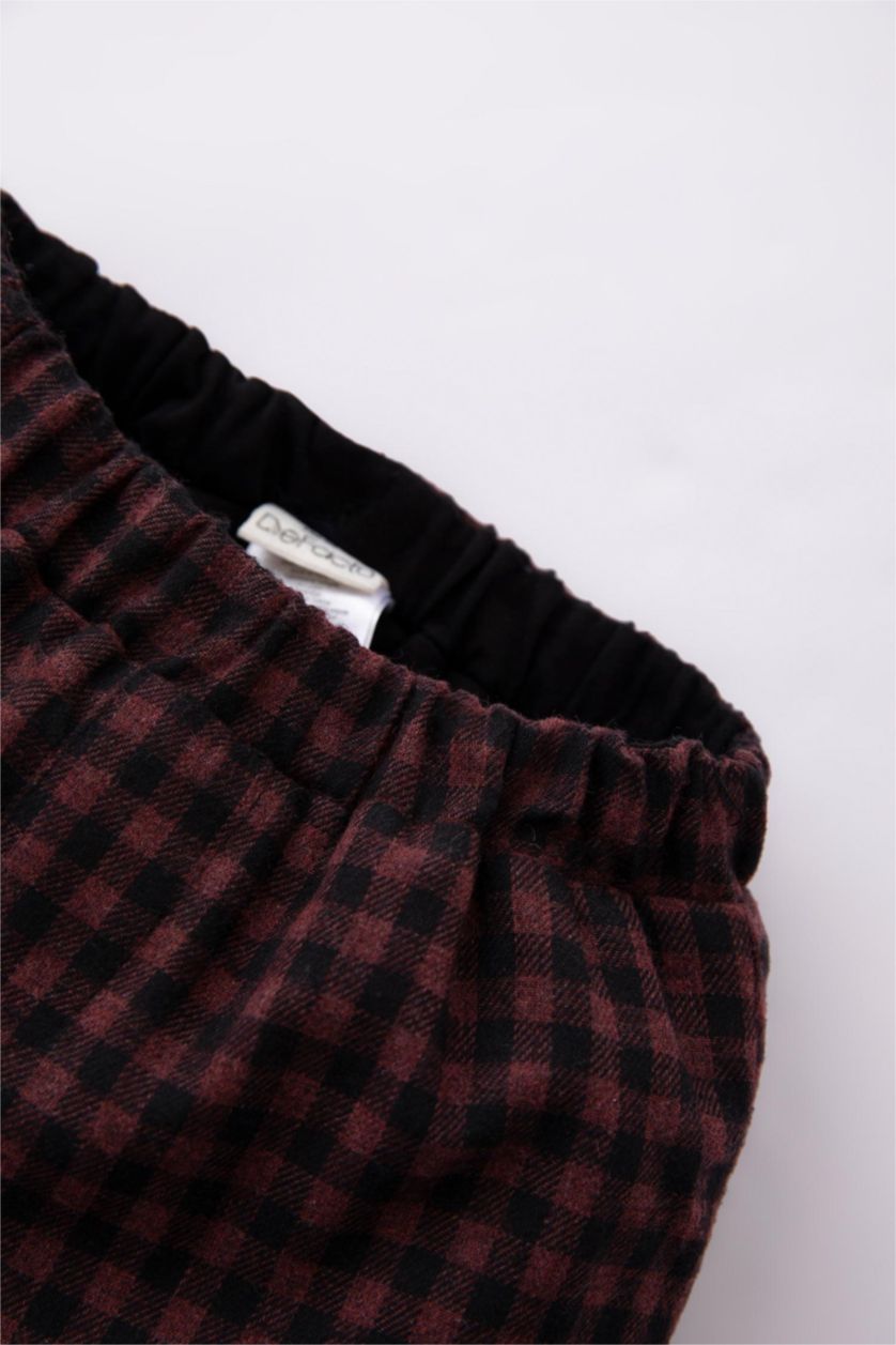 Малыши мальчики Бордовый Брюки стандартного кроя с эластичным поясом в клетку для малышей мальчиков