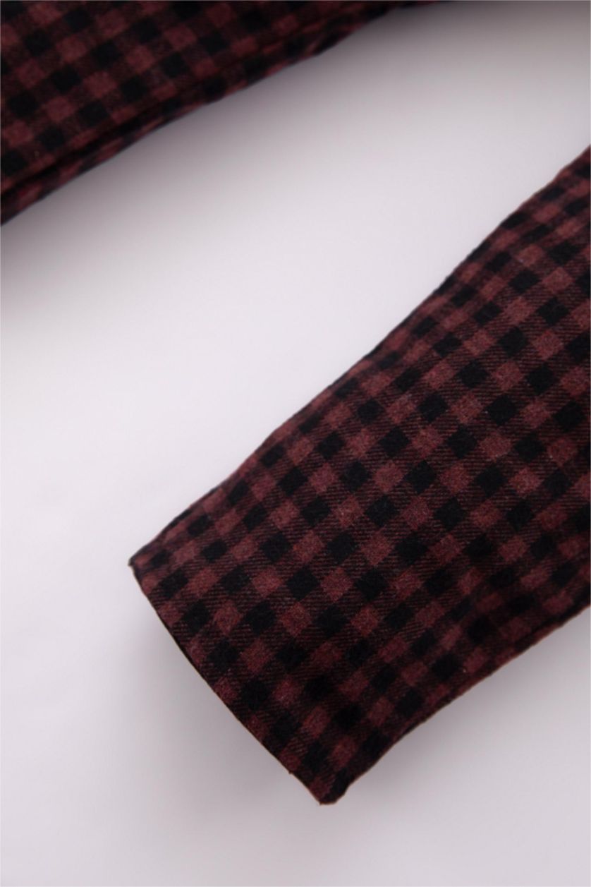 Малыши мальчики Бордовый Брюки стандартного кроя с эластичным поясом в клетку для малышей мальчиков