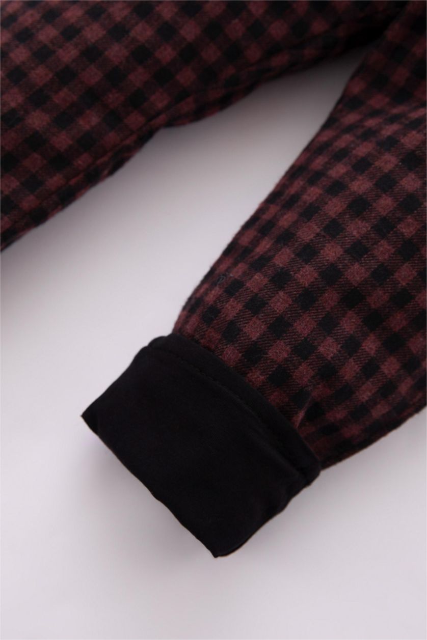 Малыши мальчики Бордовый Брюки стандартного кроя с эластичным поясом в клетку для малышей мальчиков