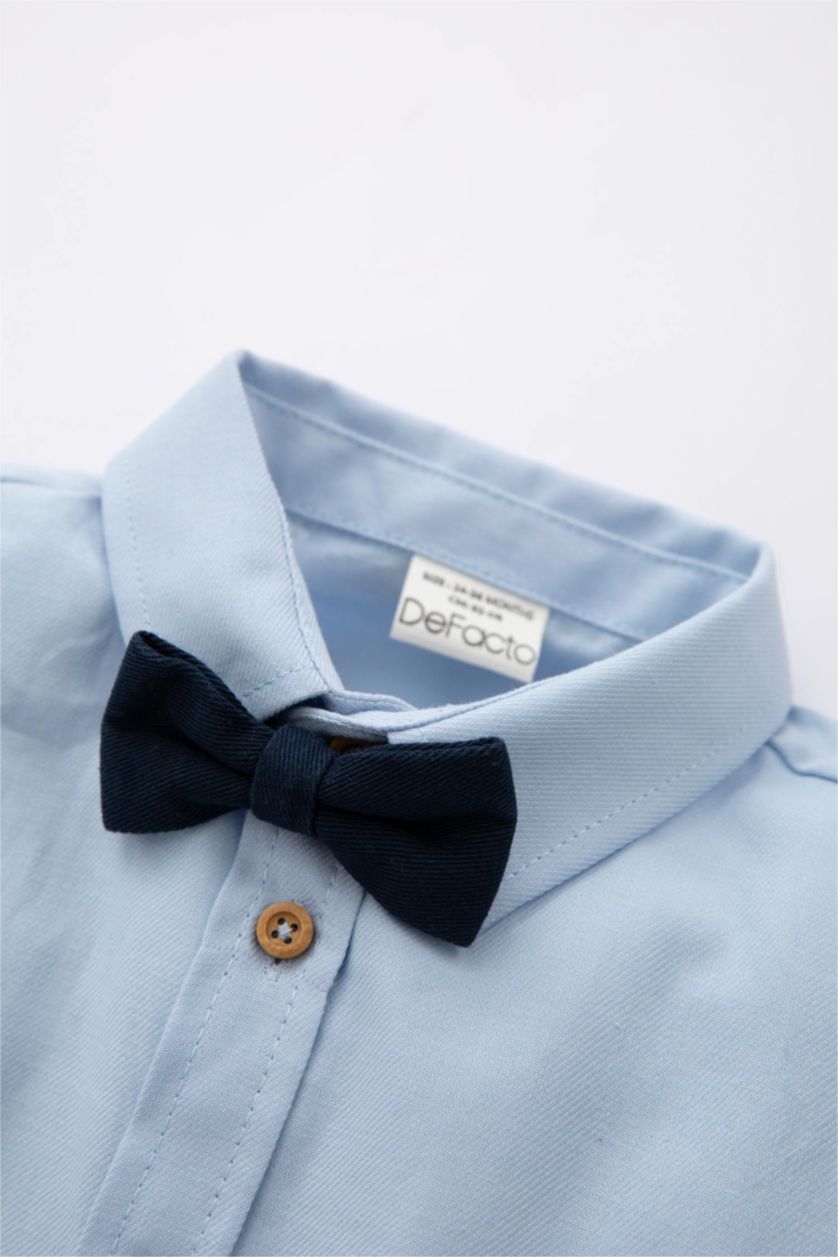 Erkek Bebek Açık Mavi Erkek Bebek Basic Gömlek Pantolon Papyonlu 3'lü Takım