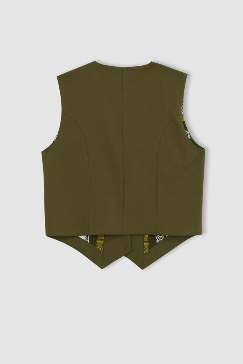 WOMAN Khaki Sorbet X Defacto Slim Fit Buttoned Vest