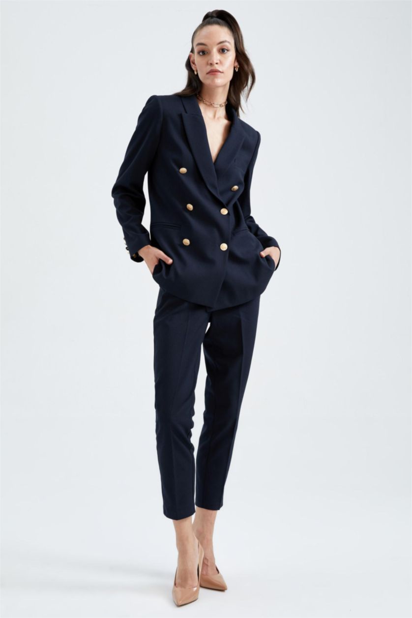 FEMME Marin Pantalon Coupe carotte Ourlet régulier