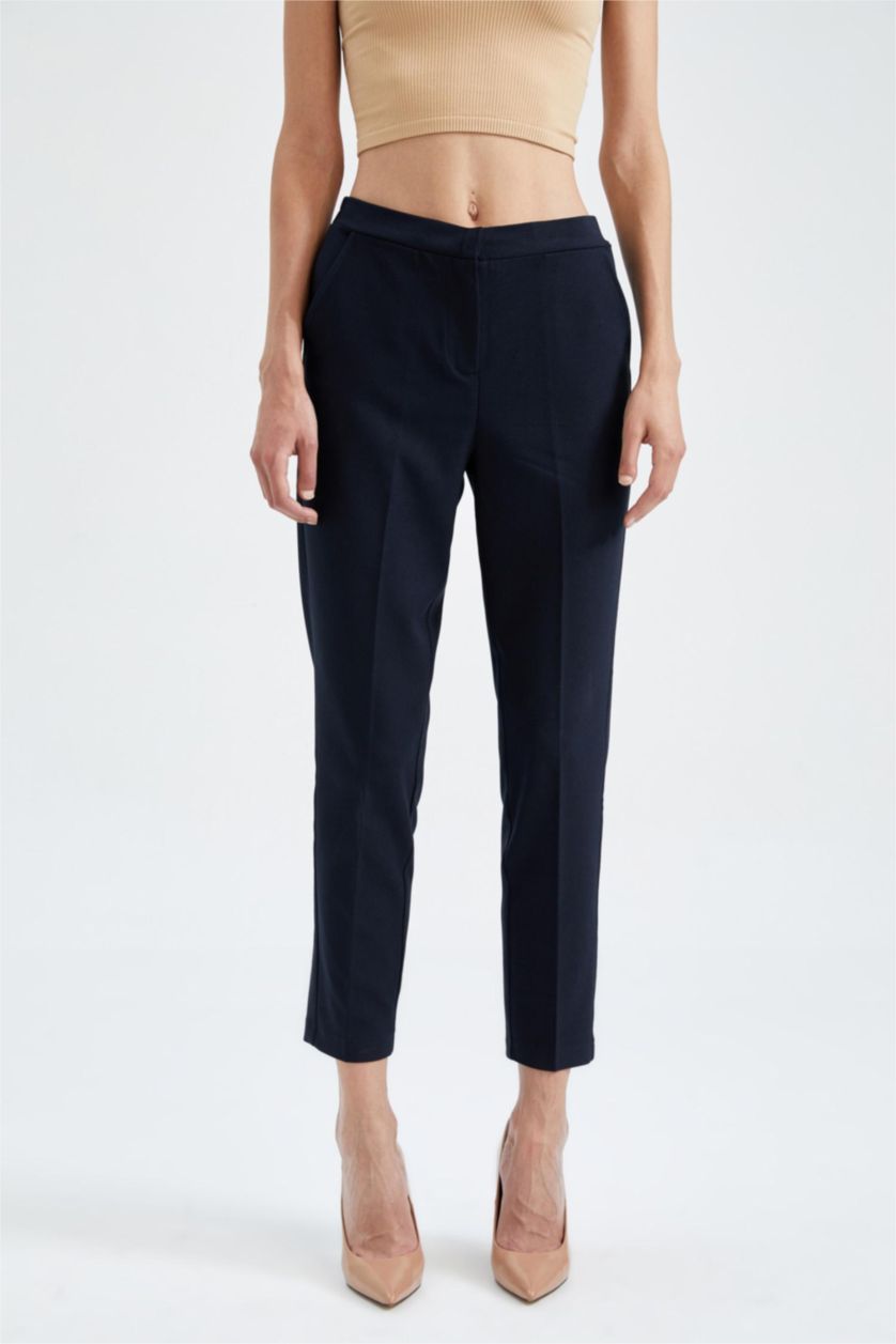 FEMME Marin Pantalon Coupe carotte Ourlet régulier