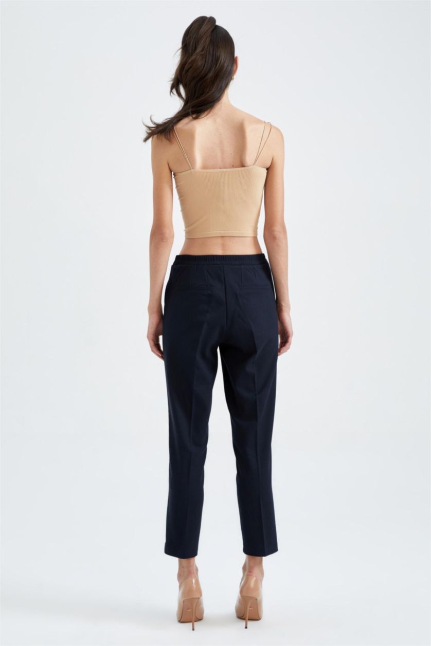 FEMME Marin Pantalon Coupe carotte Ourlet régulier