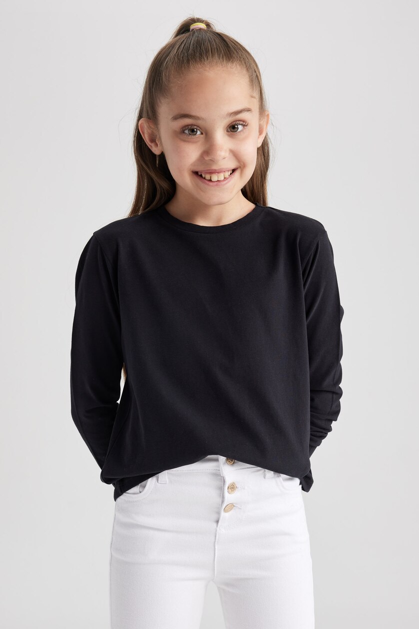 Black GIRLS & TEENS Girls Regular Fit Crew Neck Long Sleeved T