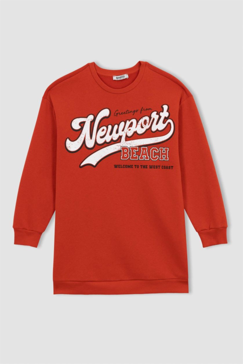 WOMAN Red Relax Fit Thick Sweatshirt Fabric Sweat Tunic