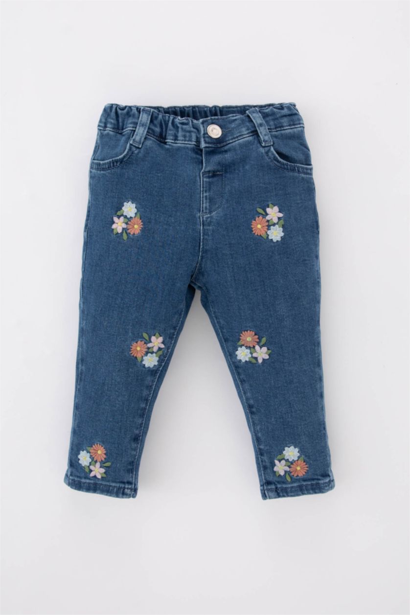 Baby Girl Blue Baby Girl Floral Jeans