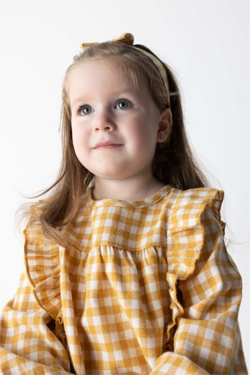 BÉBÉ FILLE Jaune Foncé Chemise À Manches Longues En Flanelle À Grand Col Pour Bébé Fille