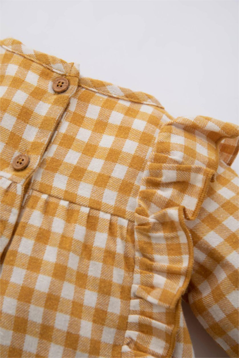 BÉBÉ FILLE Jaune Foncé Chemise À Manches Longues En Flanelle À Grand Col Pour Bébé Fille