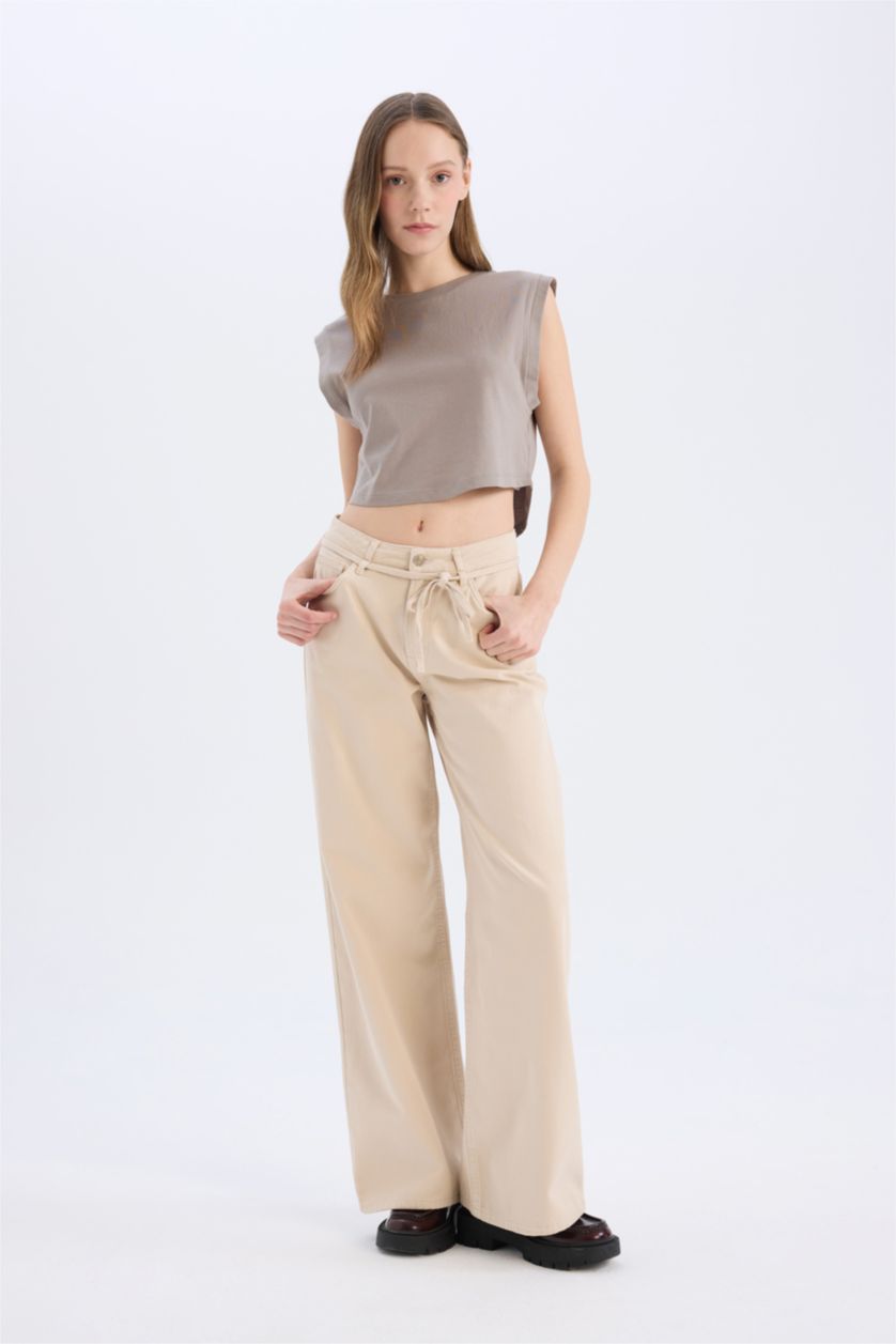 نساء رمادي تيشيرت كروب سادة قصة فضفاضة وياخة مستديرة