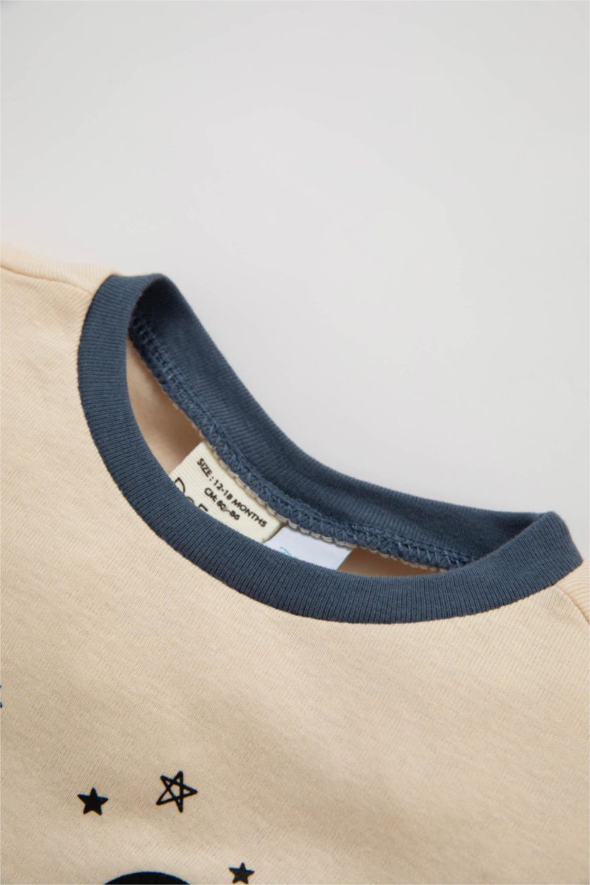 Erkek Bebek Açık Taş Erkek Bebek Disney Mickey & Minnie Bisiklet Yaka Ribana 2'li Pijama