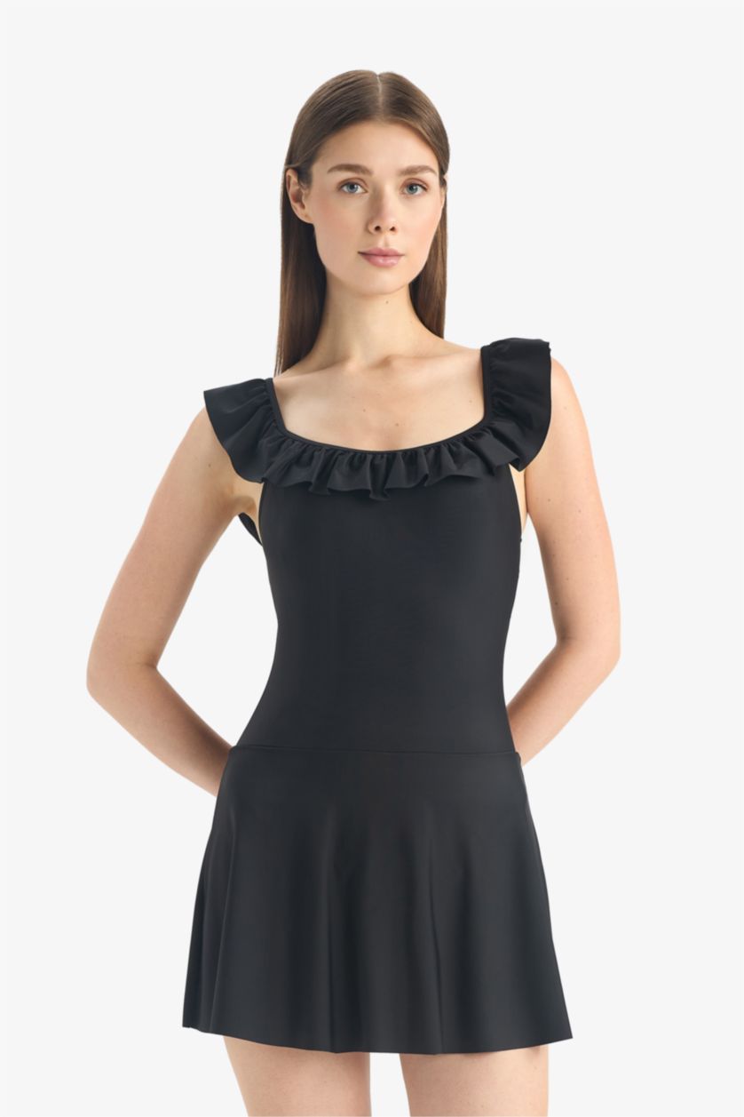 Kadın Siyah Regular Fit Etekli Mayo